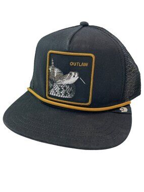 Goorin Bros. Flatbrim Outlaw Snake Mesh Trucker Adjustable Hat BlackGold $45 NWT